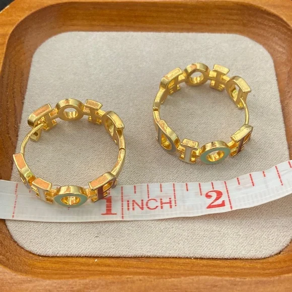 Sale! Dior Gold and Teal Women's Earrings - Picture 6 of 6